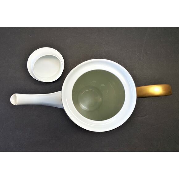 Block China Coffee Pot w/ Lid Chambord Limoges 7-1/2"h Gray/Black on White - Picture 5 of 7